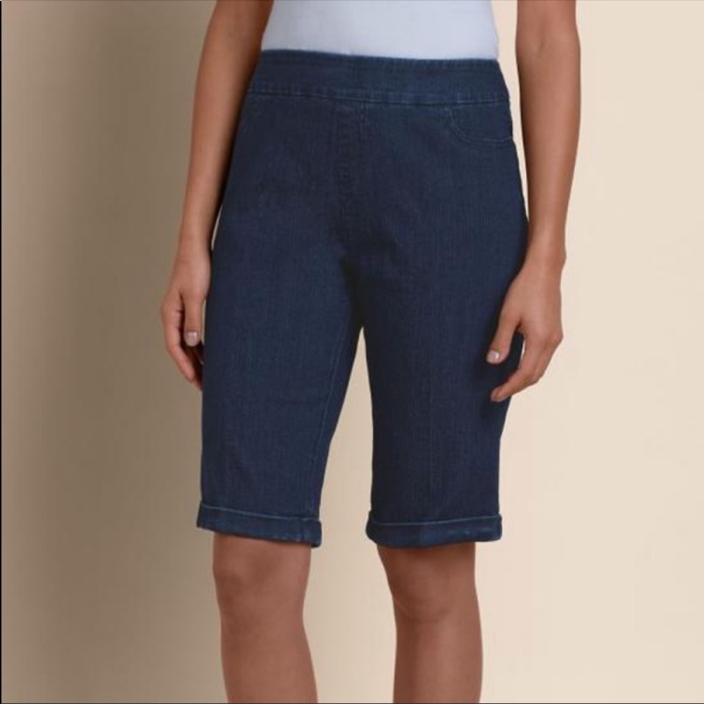 Soft Surroundings High-Rise Super Stretch Denim Bermuda Shorts